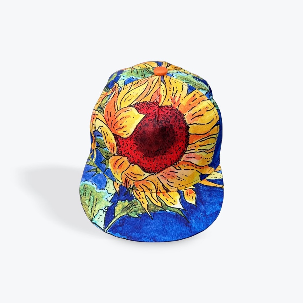 Artistic Blue and Yellow Sunflower Hat